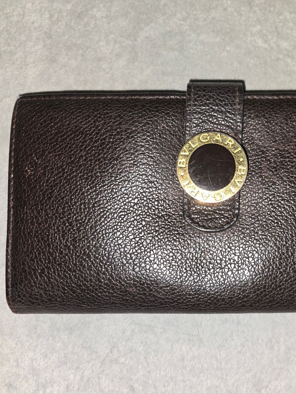 BVLGARI Classico Grained Calf Dark Brown Leather Continental Wallet - EUC